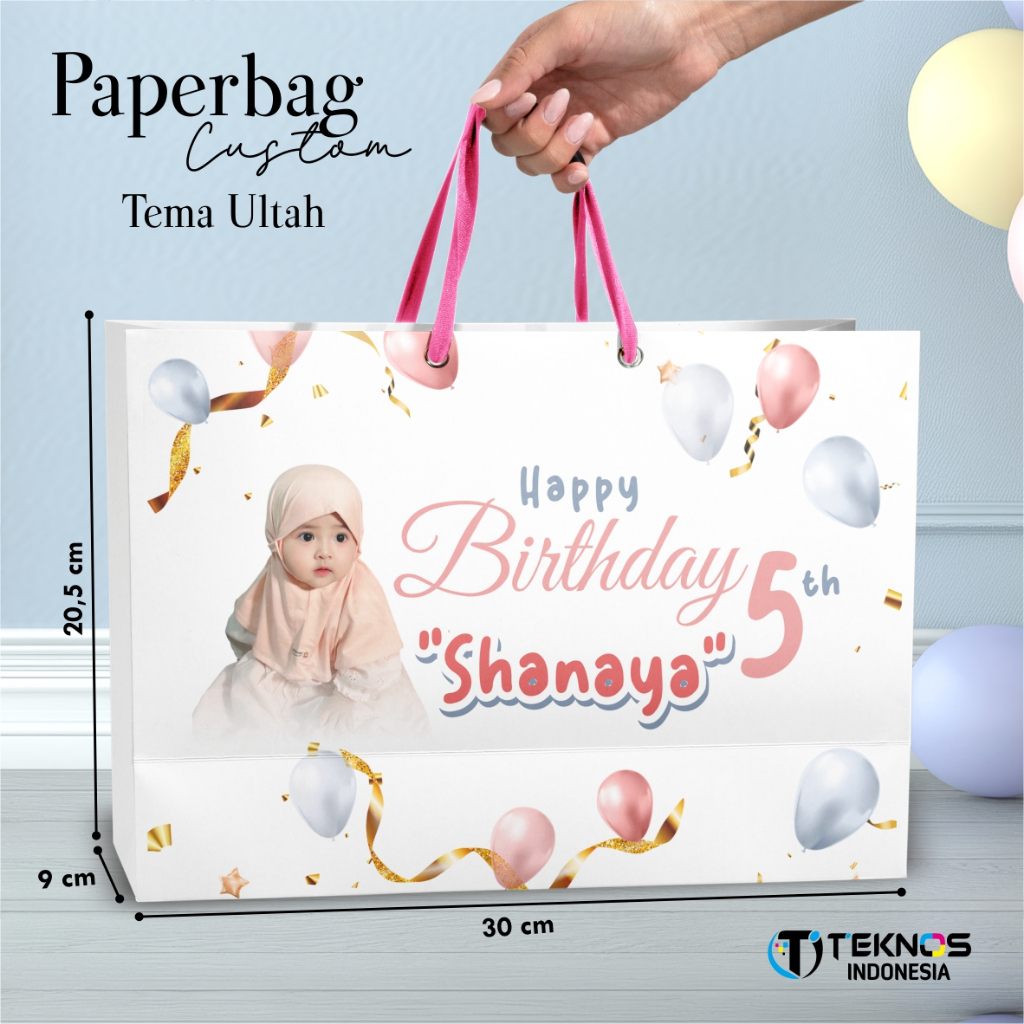 

TAS HAMPERS ULTAH LUCU PAPER BAG MURAH - PAPER BAG ULANG TAHUN CUSTOM FOTO BAHAN BRIEF CARD - PAPERBAG UBC