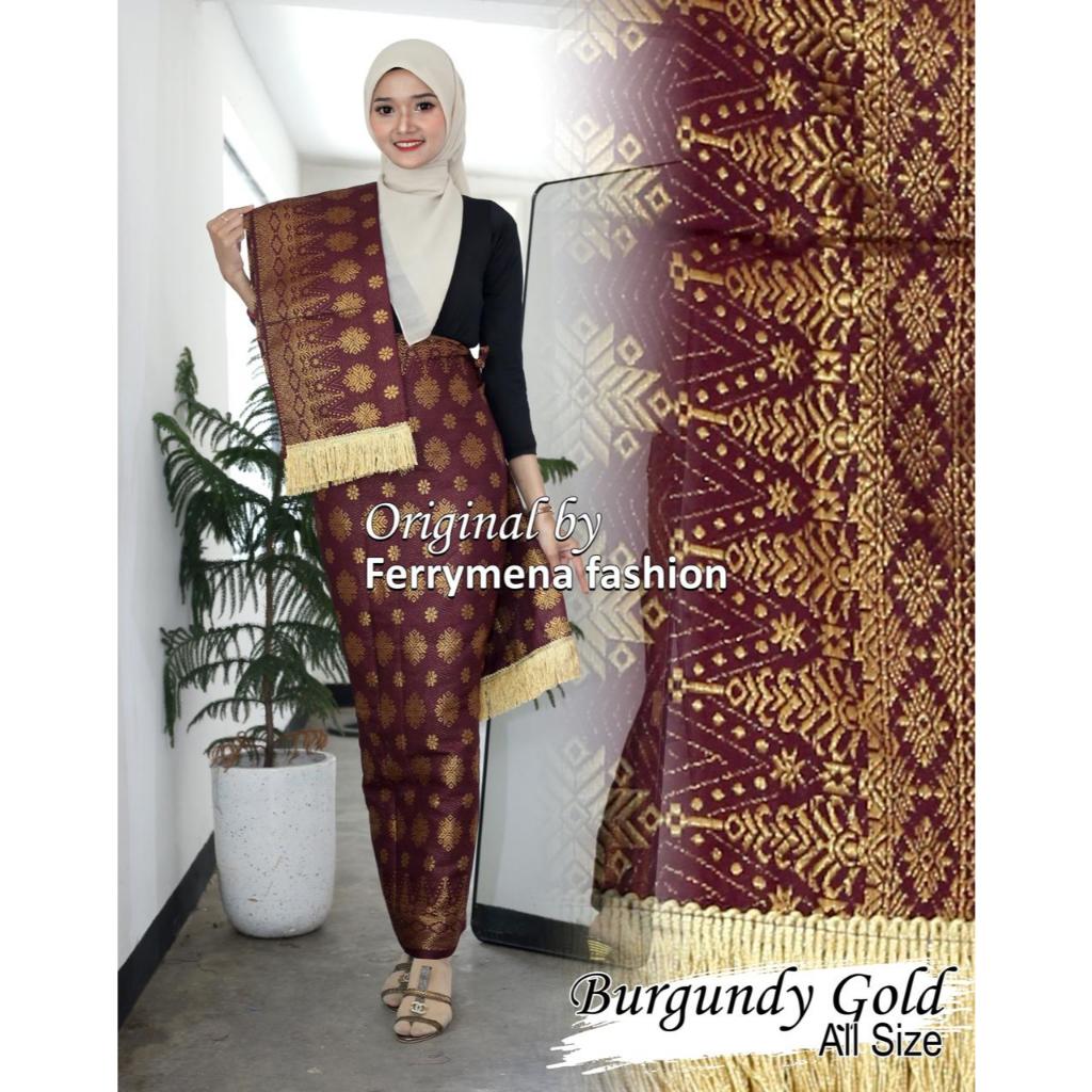 Setelan Rok Lilit Songket Dan Selendang Songket Bahan Premium