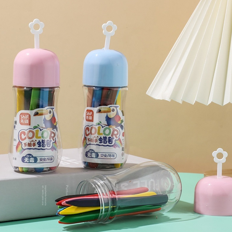 

Crayon Erasable Bisa Di Hapus isi 12 Pcs Alat Gambar Mewarnai Anak Set Kemasan Botol