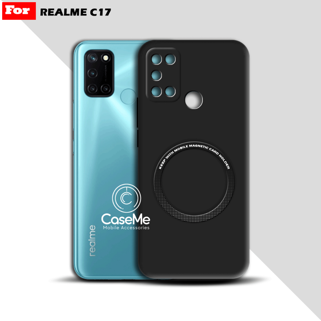 Soft Case Realme C17 Case Ultra Slim Premium Black Matte Magnetic Ring Casing