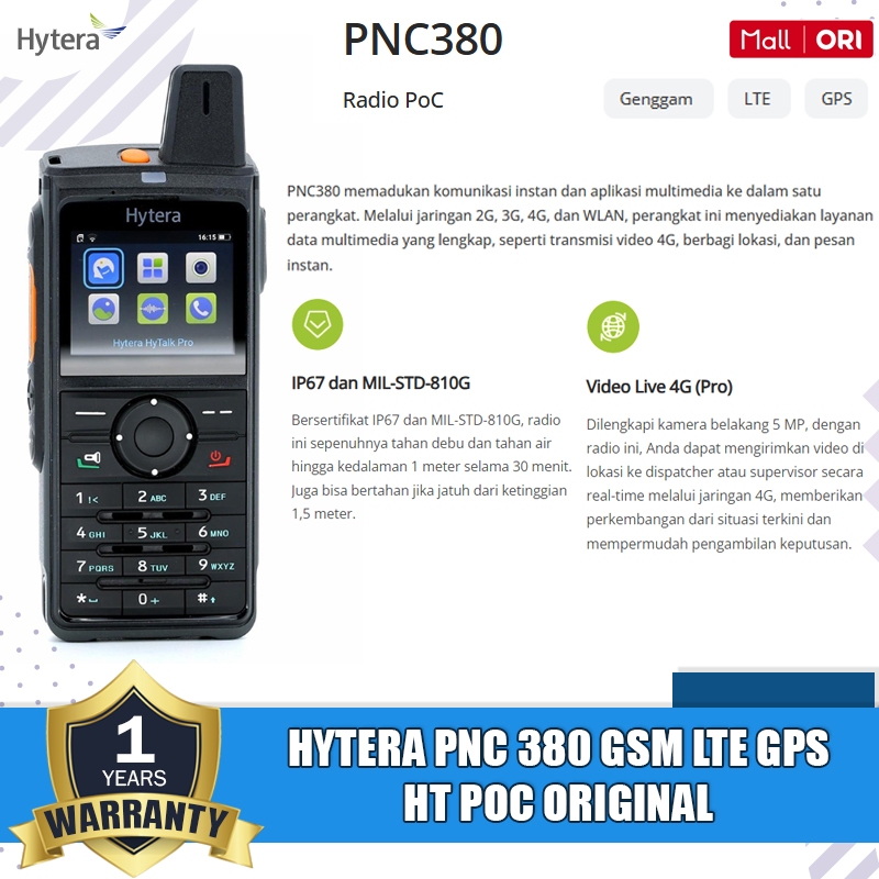 HYTERA Pnc 380 Pro Wifi 4G LTE Gps HT POC Hytera Pnc380 Pnc-380 Pro Ht Gsm Hytera Original