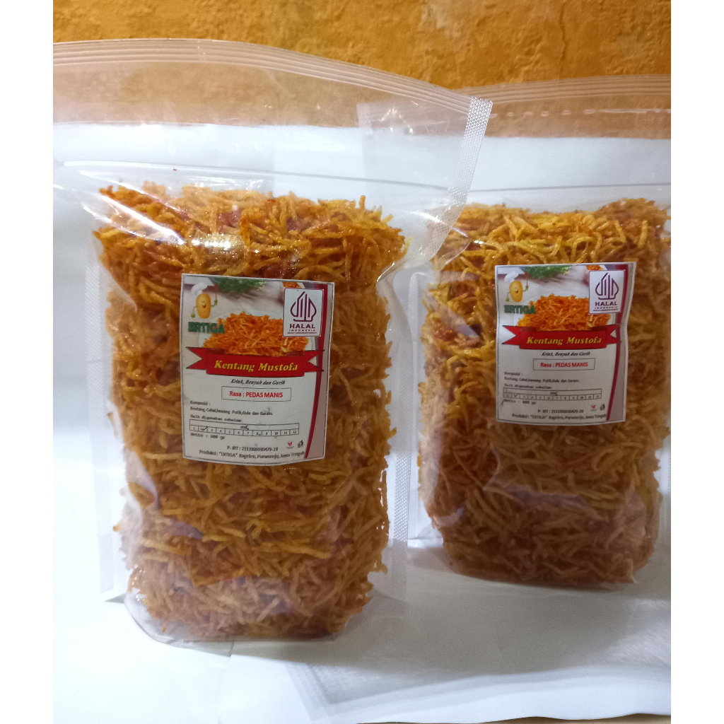 

[Beli 2 lebih hemat] Kentang Mustofa ERTIGA 500g Pedas Manis Snack Lauk Camilan