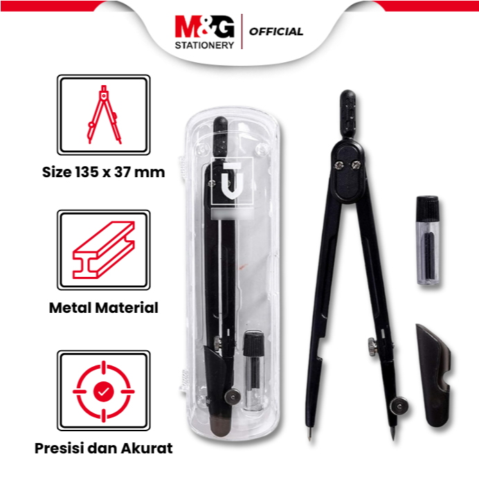 

M&G Jangka U Presisi Tinggi Series Black Metal Professional Compass Simple Mudah Dibawa Alat Menggambar Lingkaran untuk Pelajar & Desain