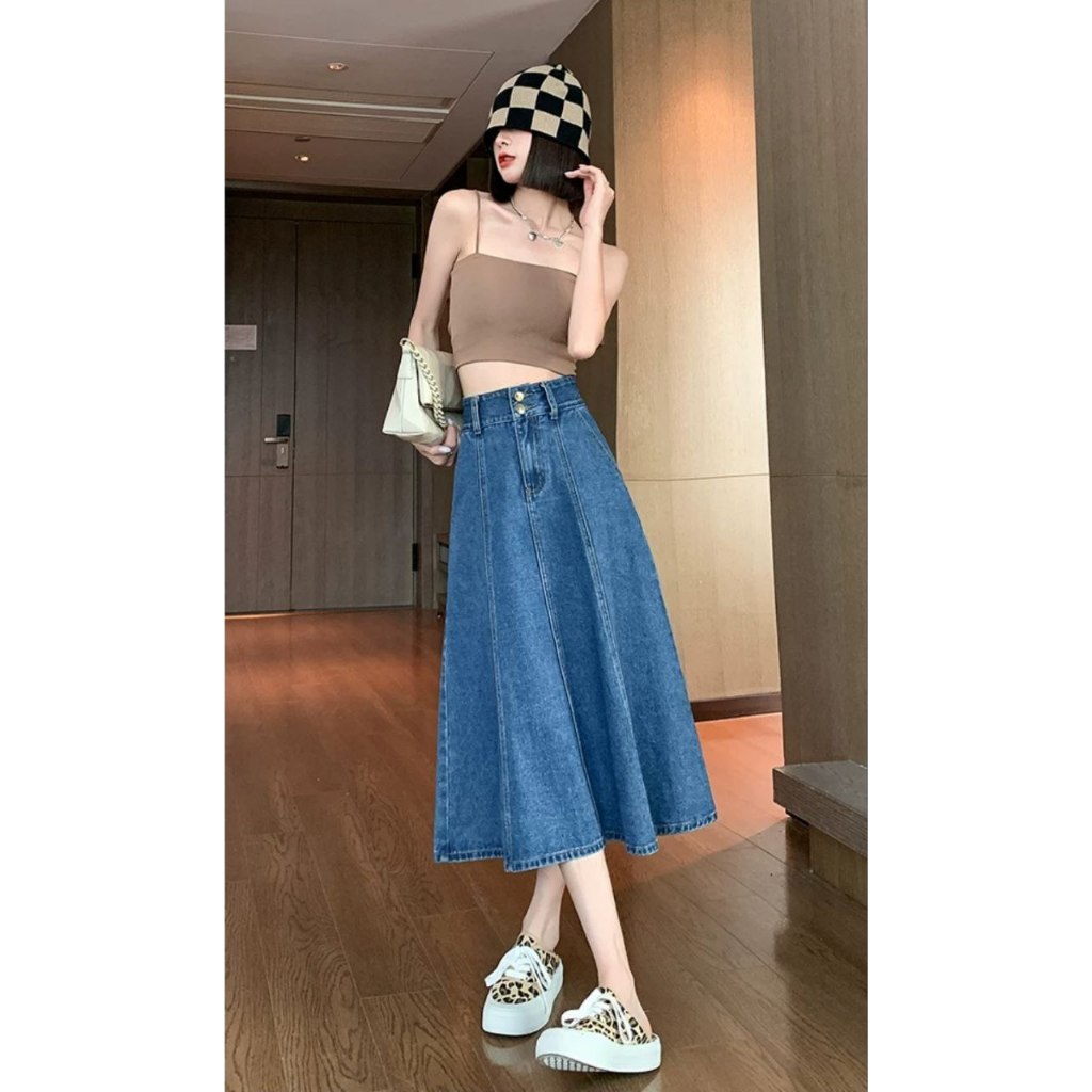 High Waist Rok Jeans Panjang Korean Style