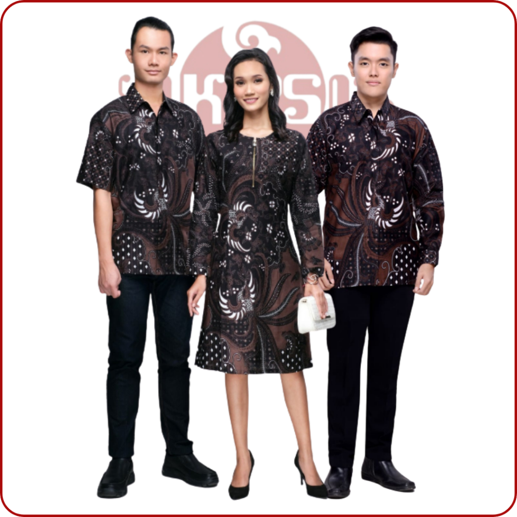 AD19 - Akasizbatik Couple Dress Batik Pasangan Lengan Panjang Warna Hitam Rits Depan Busui Friendly 