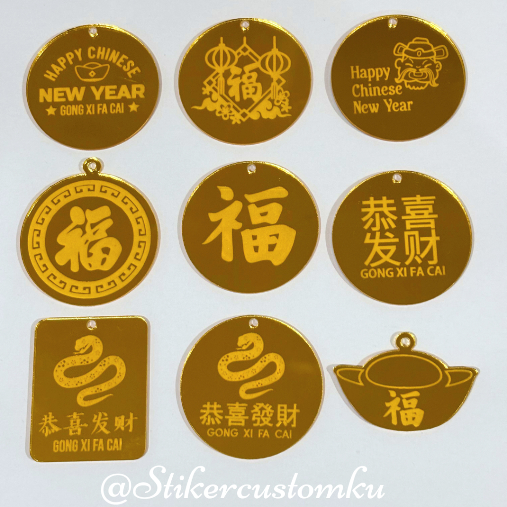 Hang Tag Akrilik Imlek / Hang Tag Imlek Grafir / Tag Hamper Fu / Tag Fu Imlek / Grafir Akrilik Imlek