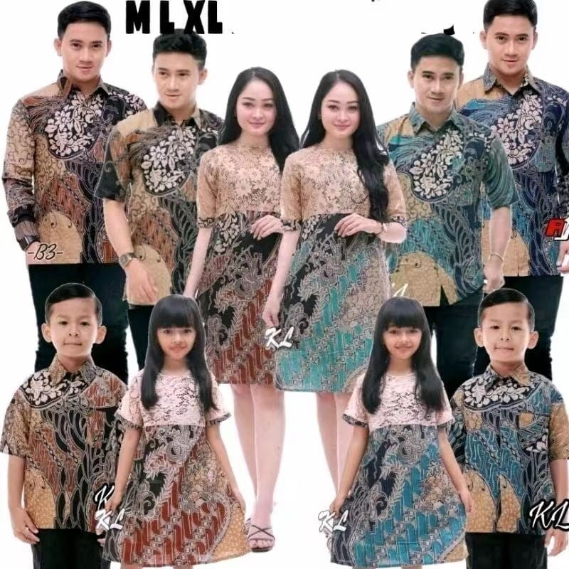 Dress Batik Couple Atasan pria wanita Brokat baju pasangan keluarga seragam katun