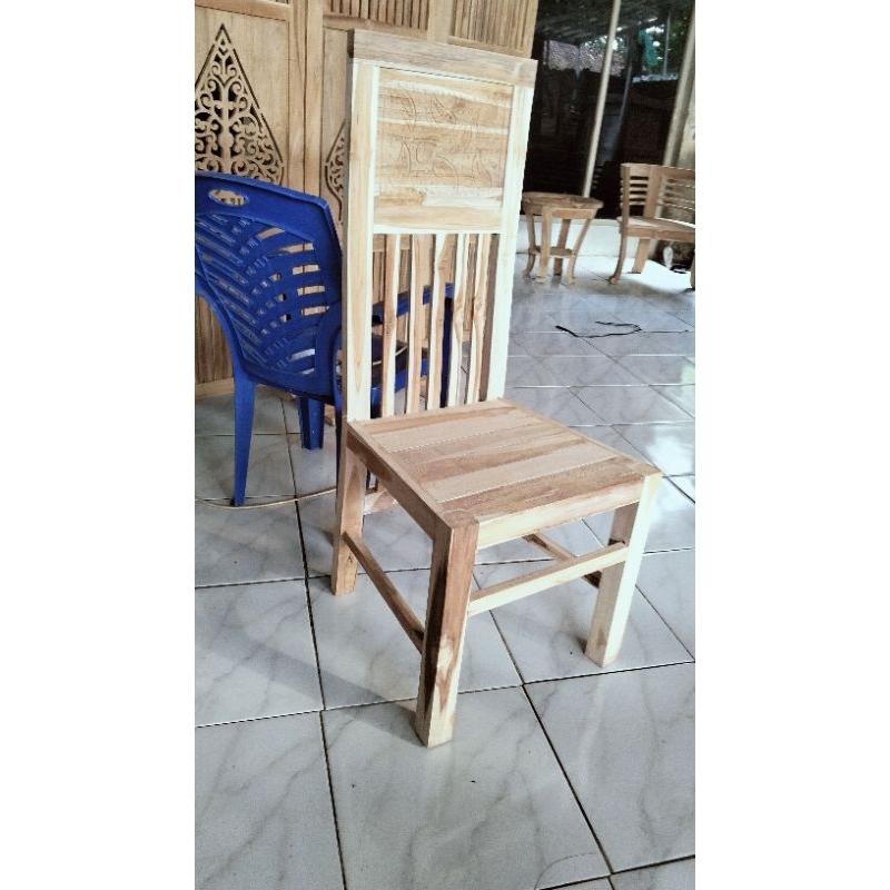 kursi makan ukir jati, kursi makan balero daun jatuh, kursi makan