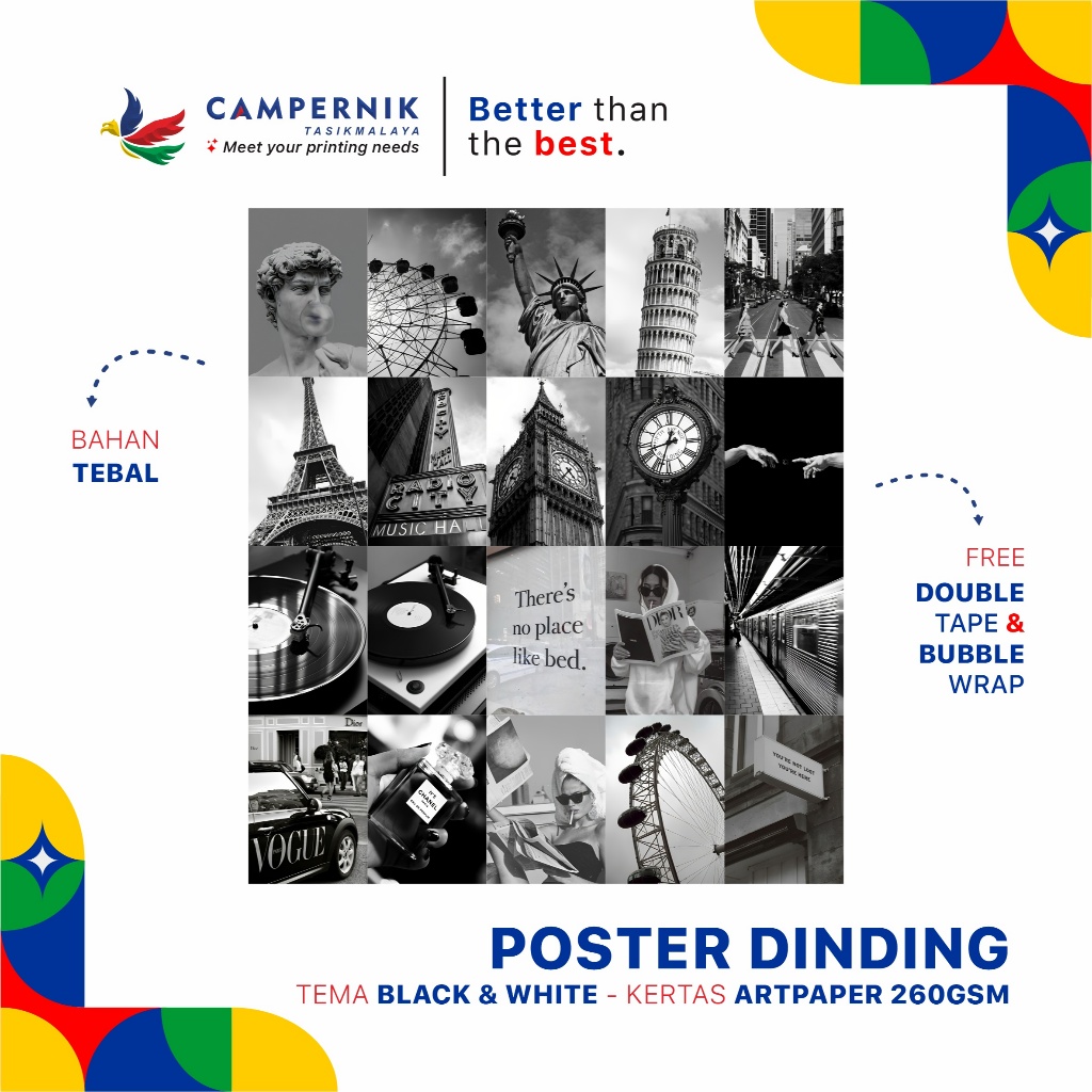 POSTER DINDING AESTHETIC HITAM PUTIH BLACK AND WHITE ISI 24 POSTER