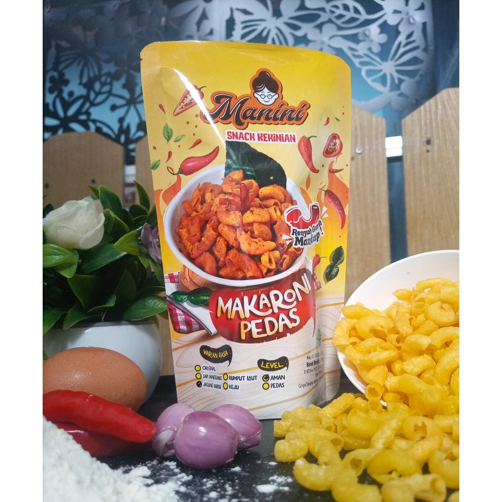 

manini makaroni 5 macam rasa dengan level pedas pilihan