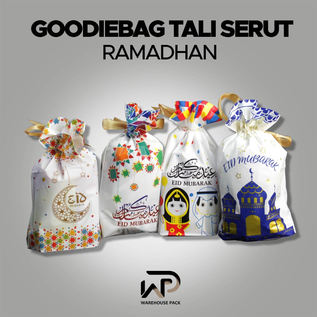 

( 1 Pcs ) Plastik Serut Goodiebag Idul Fitri| Plastik Packing Kue Serut Pita | Goodie Bag Souvenir Snack Hadiah lucu | Goodiebag Tali Serut