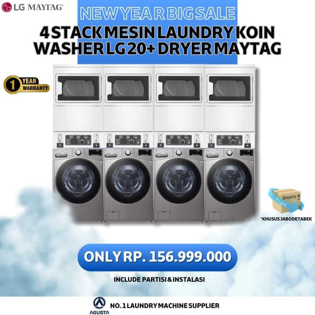 PAKET USAHA LAUNDRY QRIS/ TORU MESIN CUCI LG 20 KG DAN MAYTAG SET KOIN