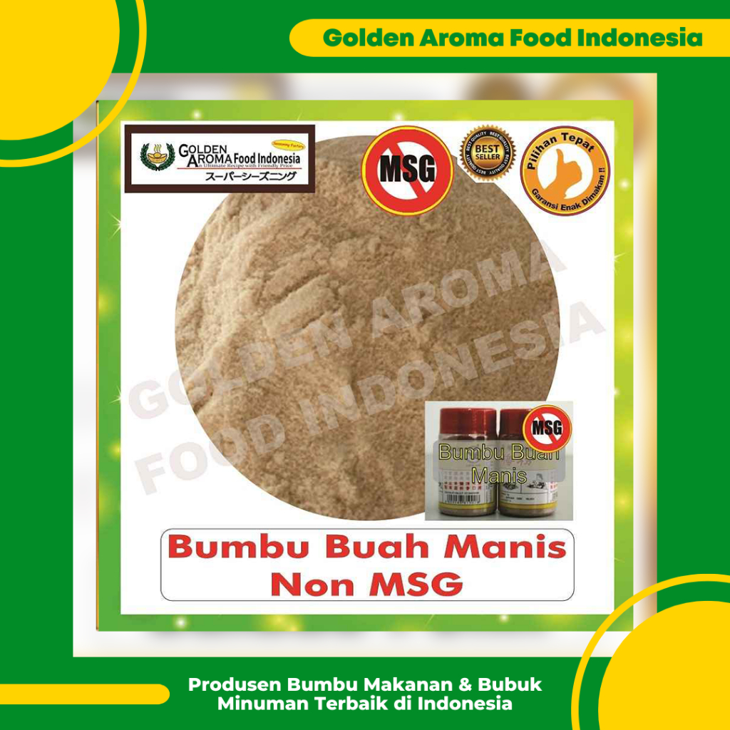 

Bumbu Buah Manis Non MSG 1 Kg Bubuk Tabur Sweet Fruit No MSG Seasoning Murah Elang Burung Kakak GAFI