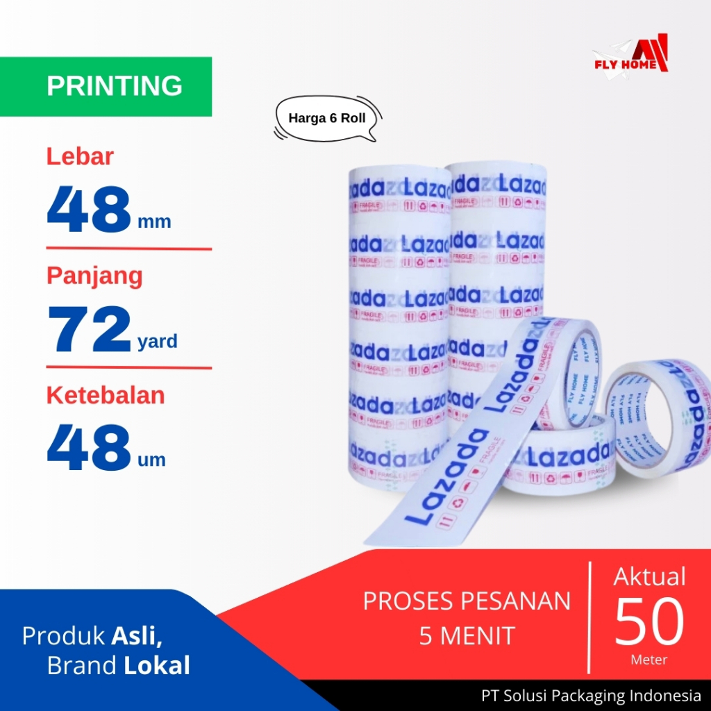 

FLYHOME Lakban online shop 72yard tk biru 6 roll 48mm x 72yard ECO