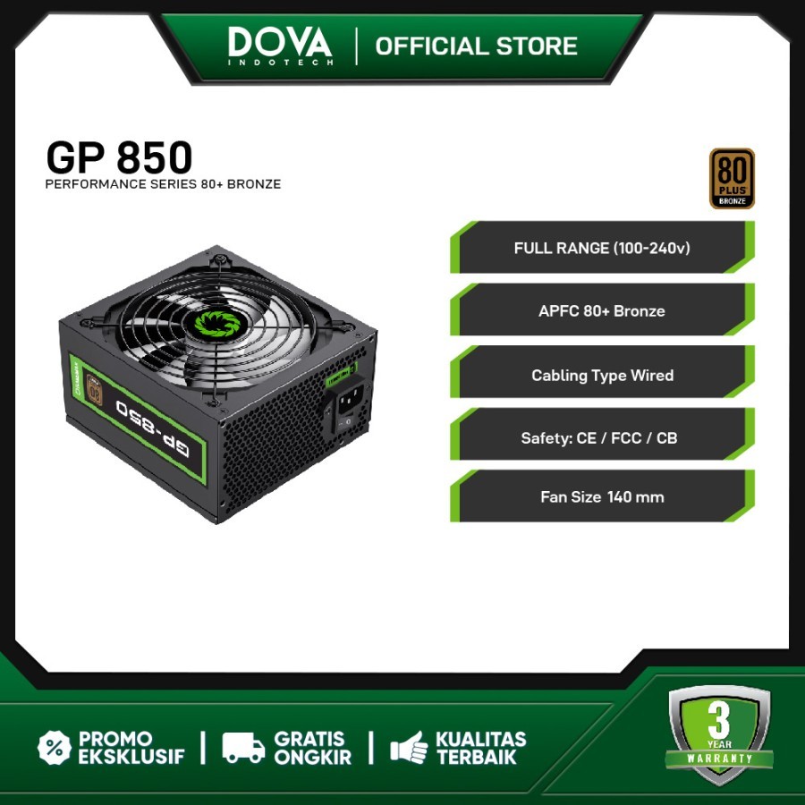 Gamemax GP850 Value Gaming Power Supply 80+ Bronze