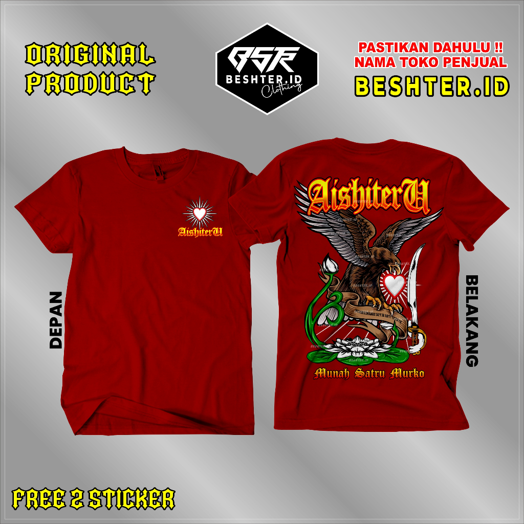 Kaos AISHITERU Premium Distro - Kaos Setia Hati Terate - Kaos PSHT Aishiteru katun