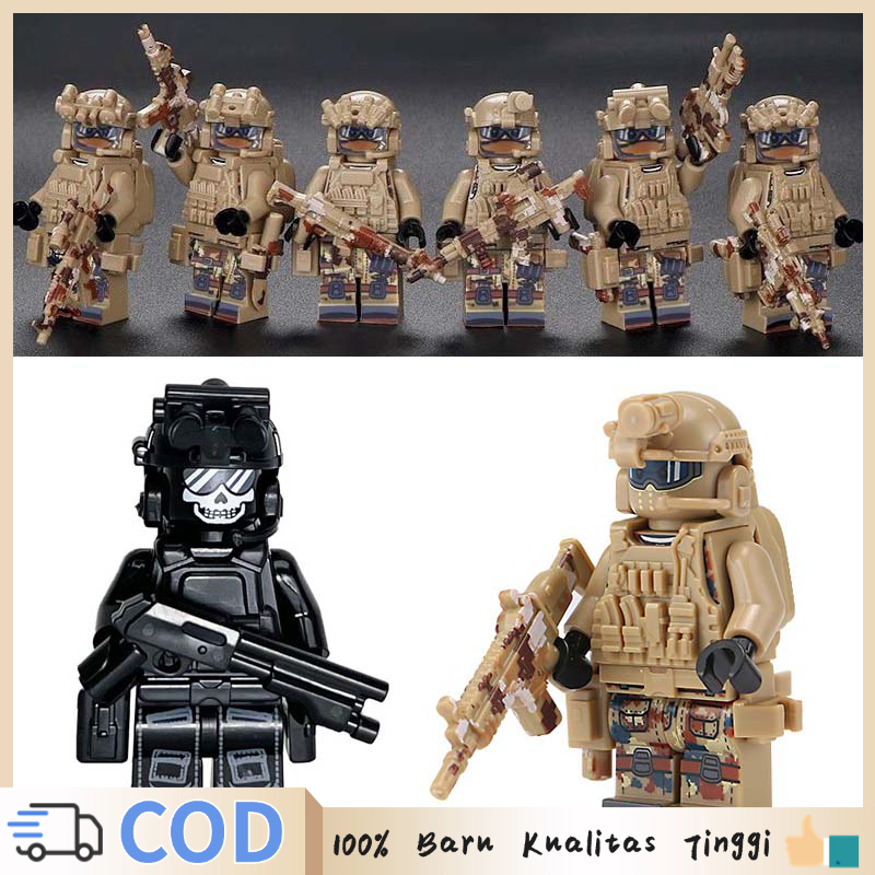1set Mainan Balok Military Mainan Balok Military Swat Team Anjing Minifigure Army Swat Team Minifigu
