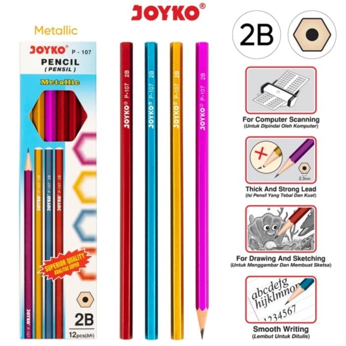 

Joyko Pensil Metallic 2B P-107