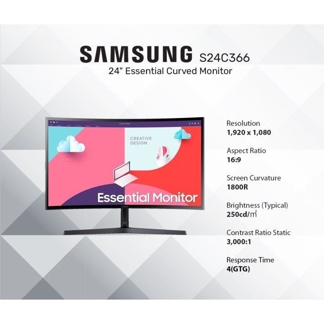 SAMSUNG S24C366 LED Monitor 24" Curved 75hz FHD VA