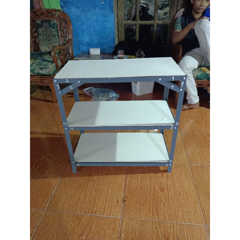 Rak besi serbaguna P60cm L30cm T60cm 3 susun, rak aquarium rak bongkar pasang rak custom