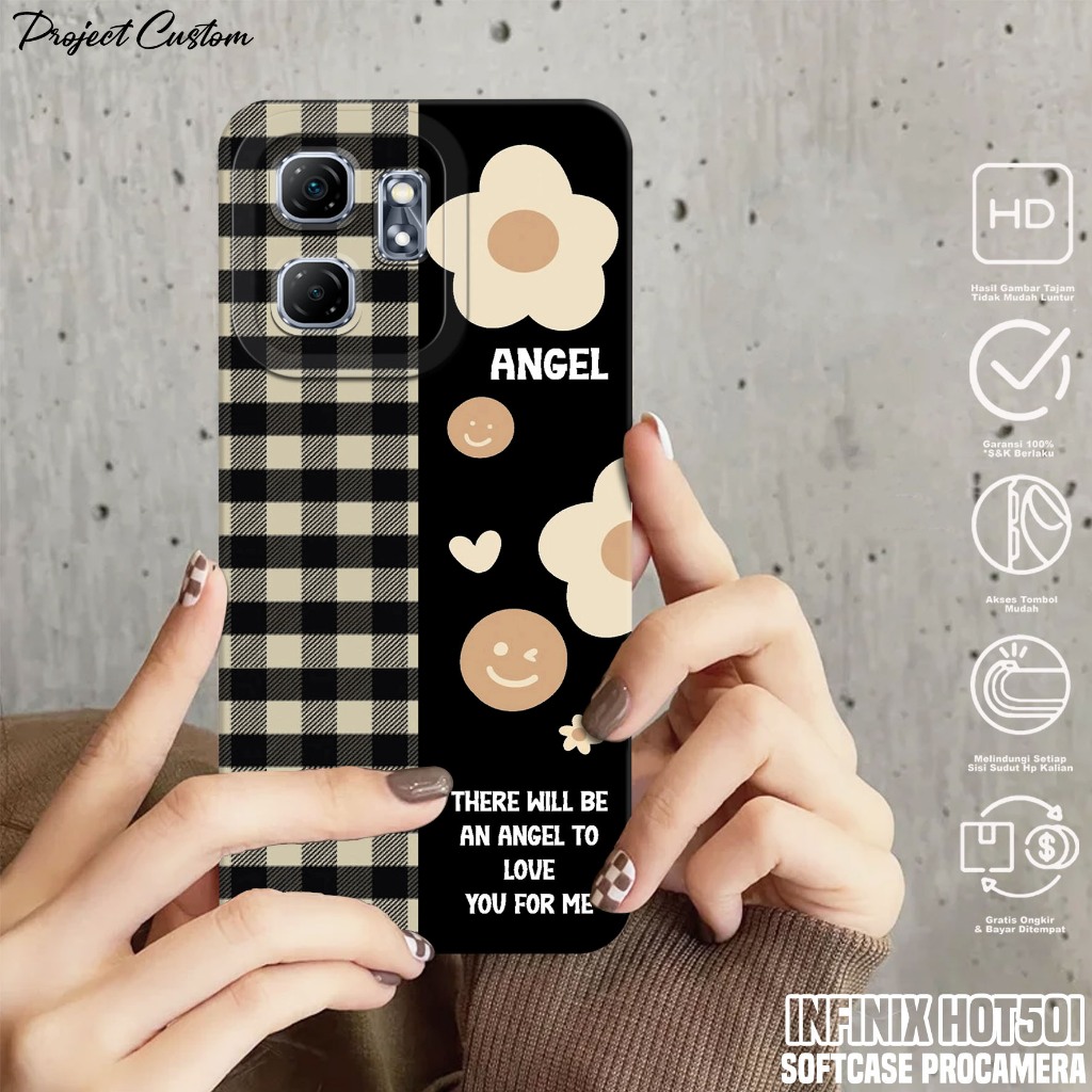 Softcase Hp Infinix Hot 50i - Case Infinix Hot 50i ( BUNGA ) Silikon Hp Infinix Hot 50i - Casing Hp 