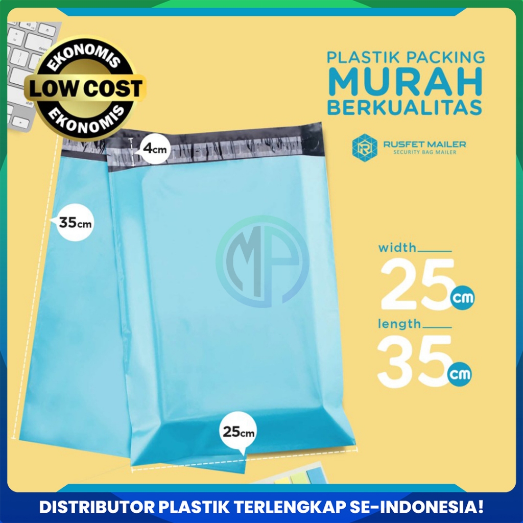 

Amplop Plastik Polymailer Baby Blue Biru 25 x 35cm Low Cost Plastic Packing Polos Shop Rusfet Murah