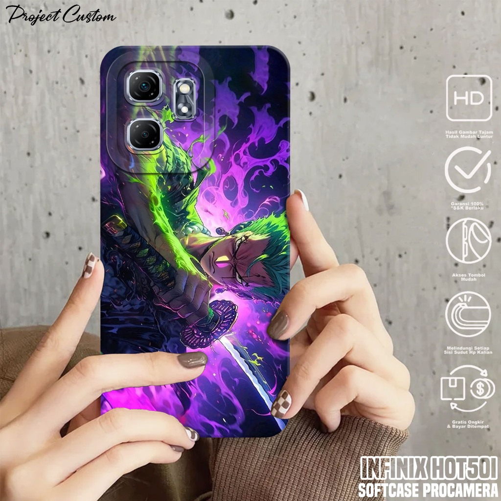Softcase Hp Infinix Hot 50i - Case Infinix Hot 50i ( Roronoa Zoro ) Silikon Hp Infinix Hot 50i - Cas