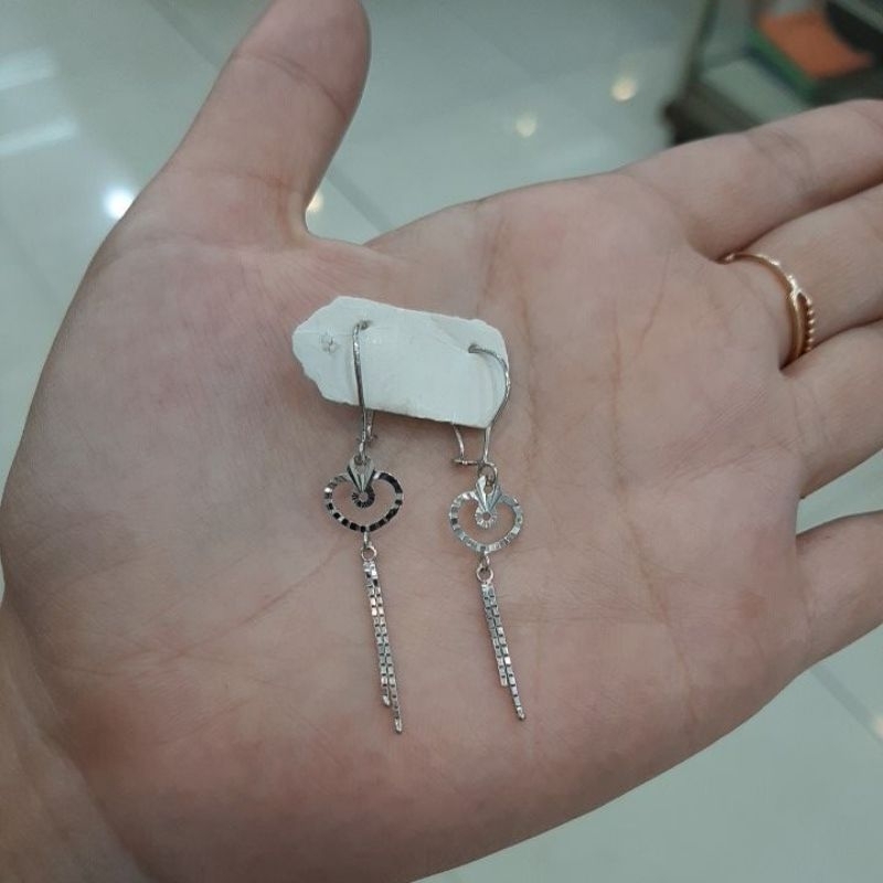 anting kait emas putih asli kadar 375