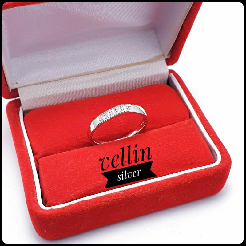 Cincin Perak Pria Wanita 925 Lapis Emas Putih / Perhiasan Cincin Silver 925 Asli Antikarat