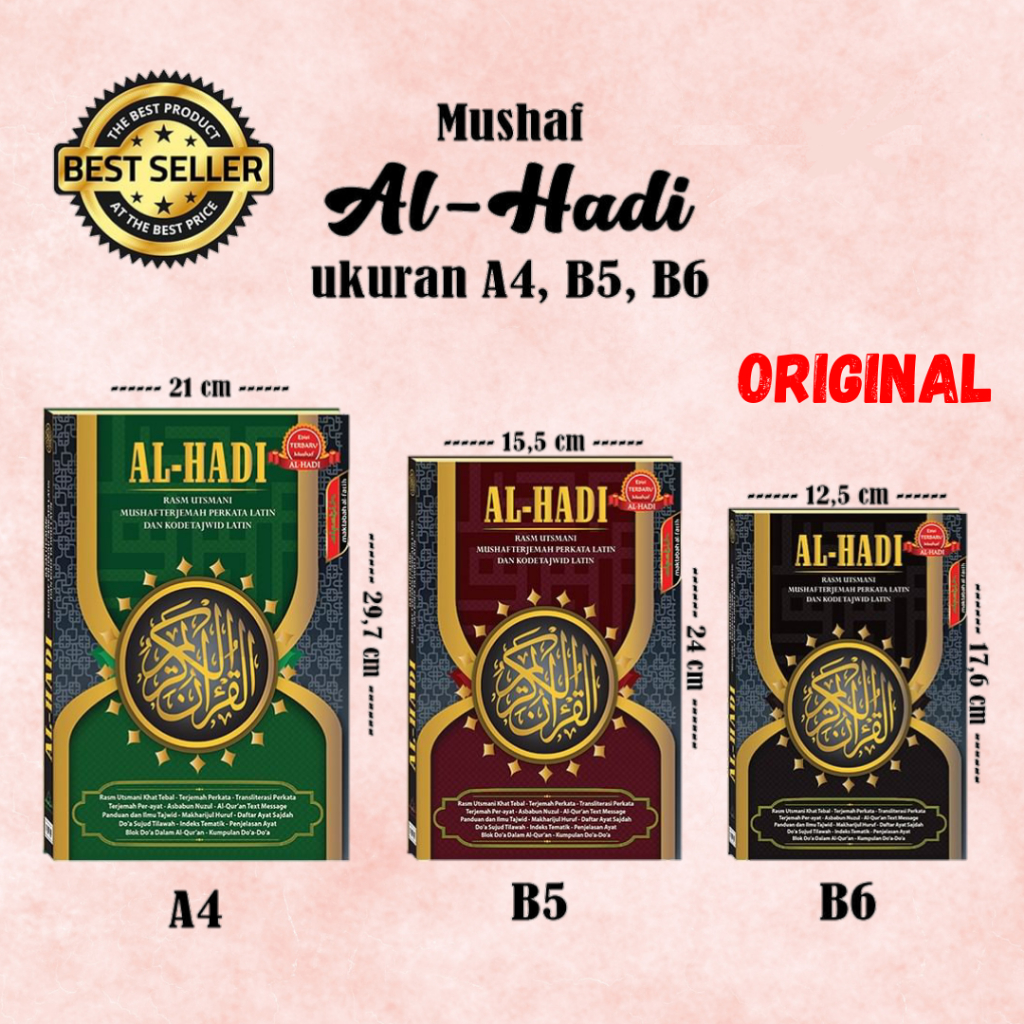 AL-QUR'AN KECIL LATIN TERJEMAH PERKATA/PERAYAT/ TAJWID AL-HADI B6