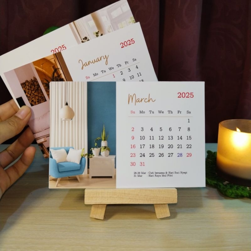 

Kalender Meja Estetik 2025 Homie Design Free Standing Kayu