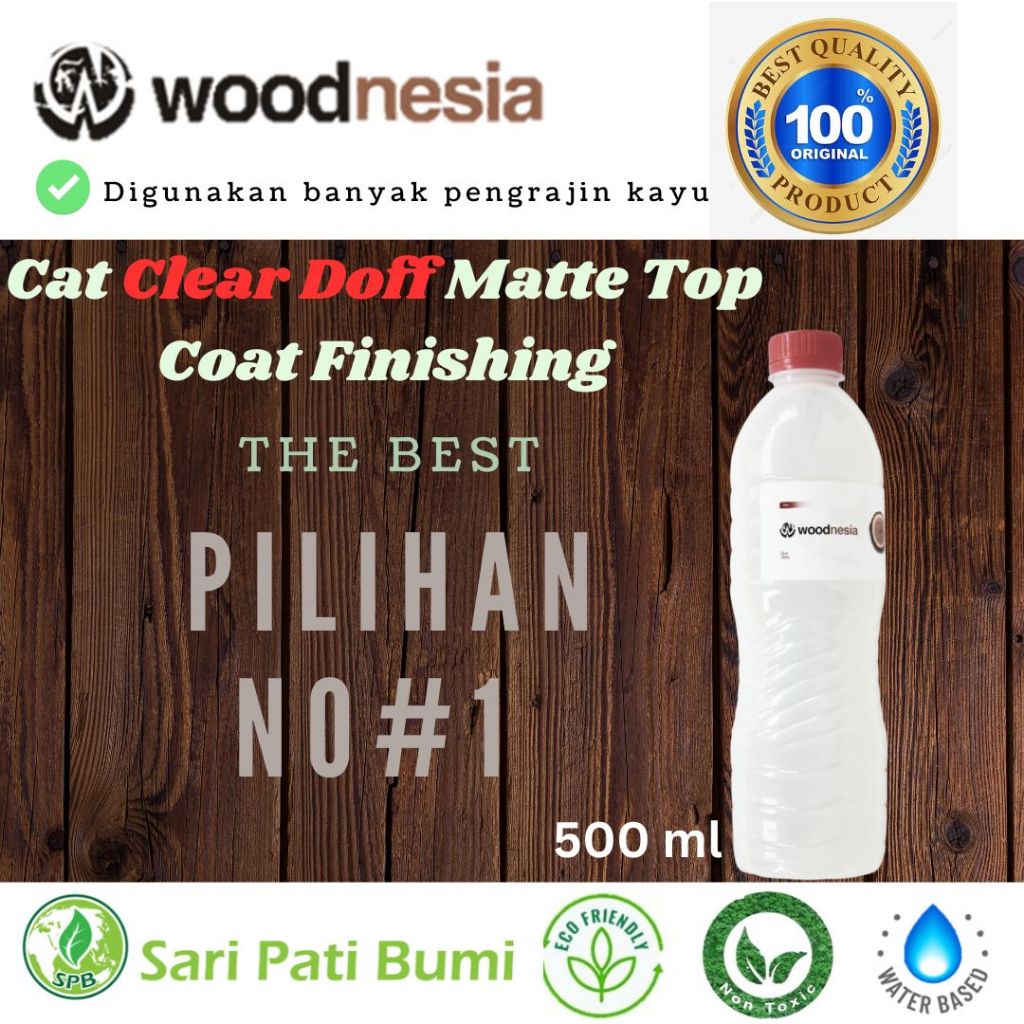 Cat Pernis Vernis Kayu Clear Doff matt top coating finishing Woodnesia 500 Ml Bisa Langsung Pakai