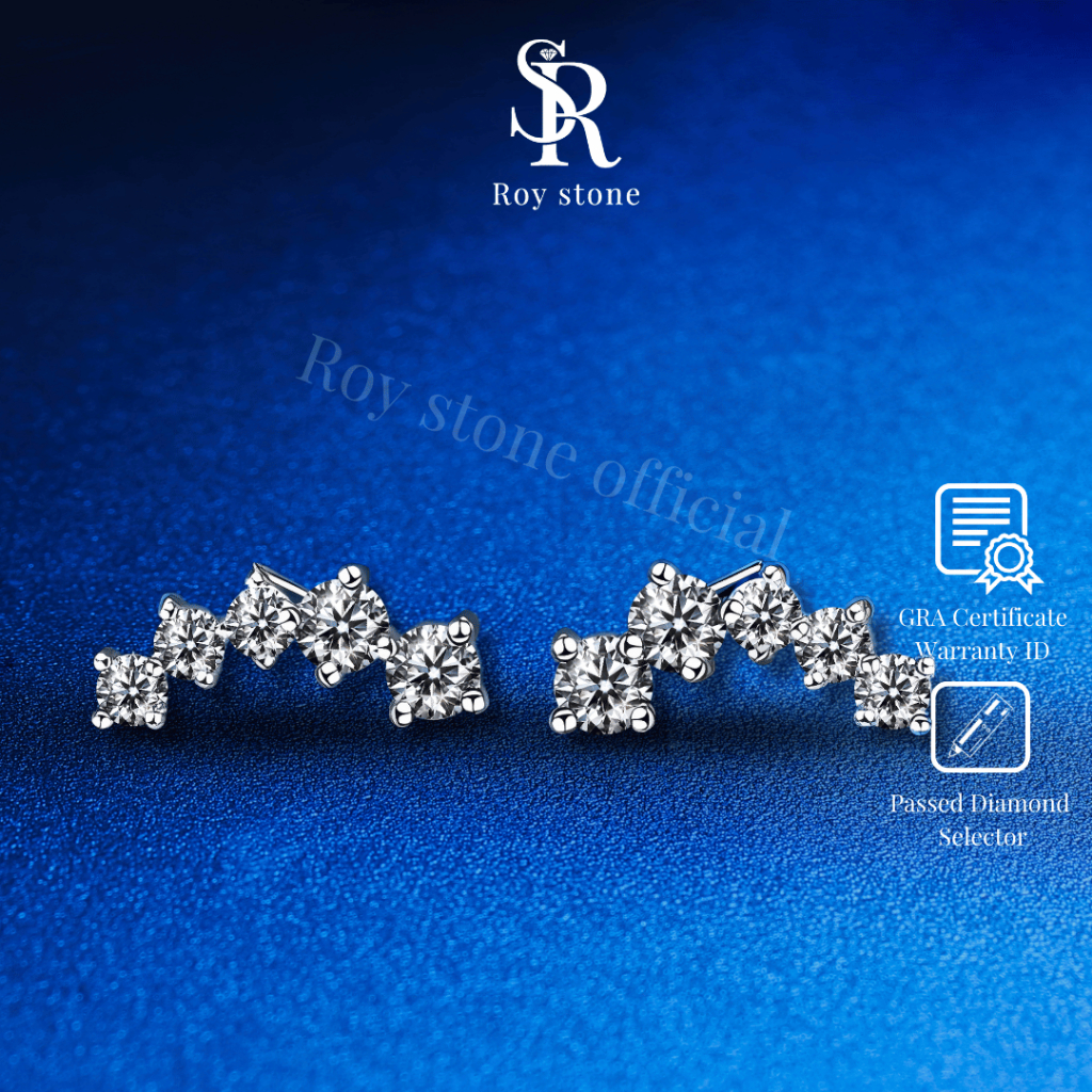 RoyStone - Anting Wanita Moissanite Sertifikat GRA Original Lapis Emas - Issabelle Earring