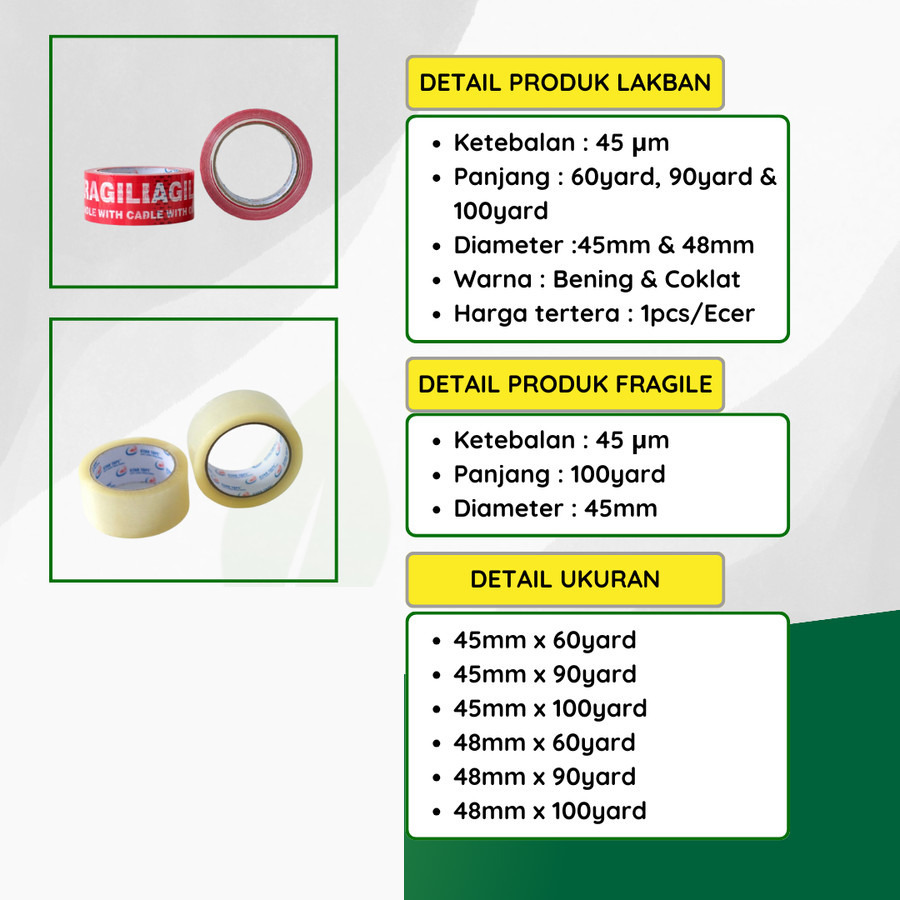 

ISOLASI 45MM X 200 METER ECO LAKBAN BENING LAKBAN MURAH