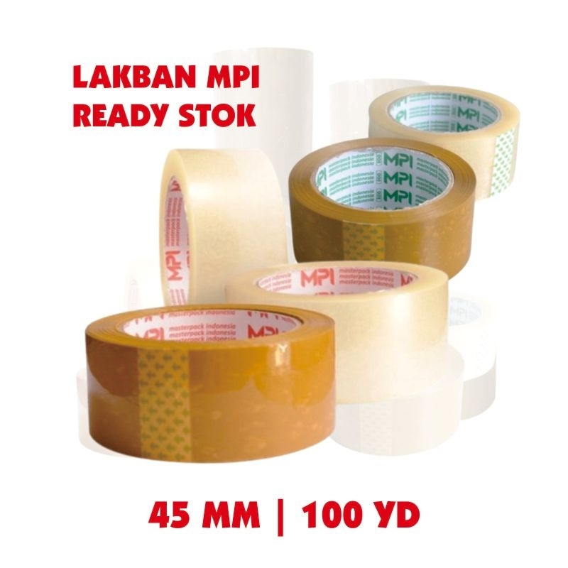 

MPI Lakban Ready Stok 45 MM | 100 YD KUAT DAN TIDAK MUDAH PUTUS , LAKBAN BENING/COKLAT