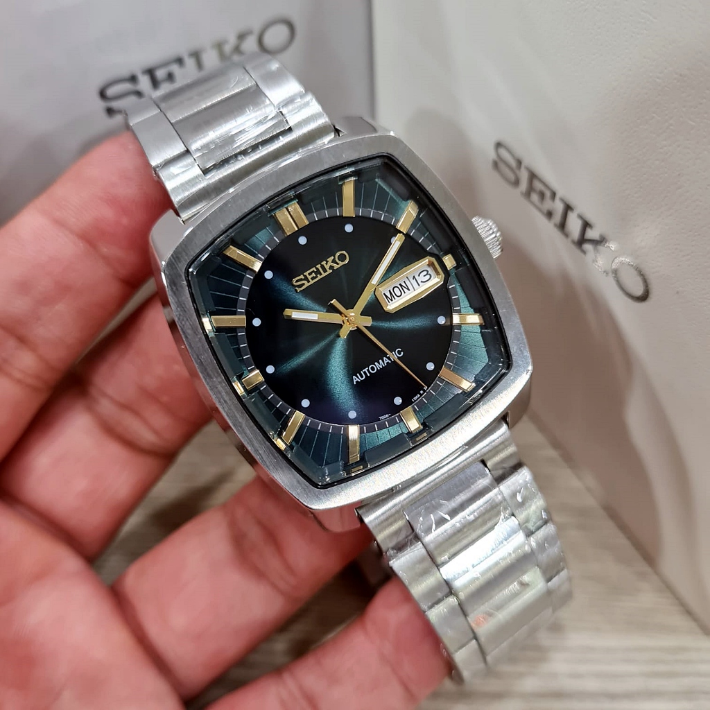 Jam Tangan Pria SEIKO  Recraft Series SNKP27 Green Dial Silver Steel | Automatic