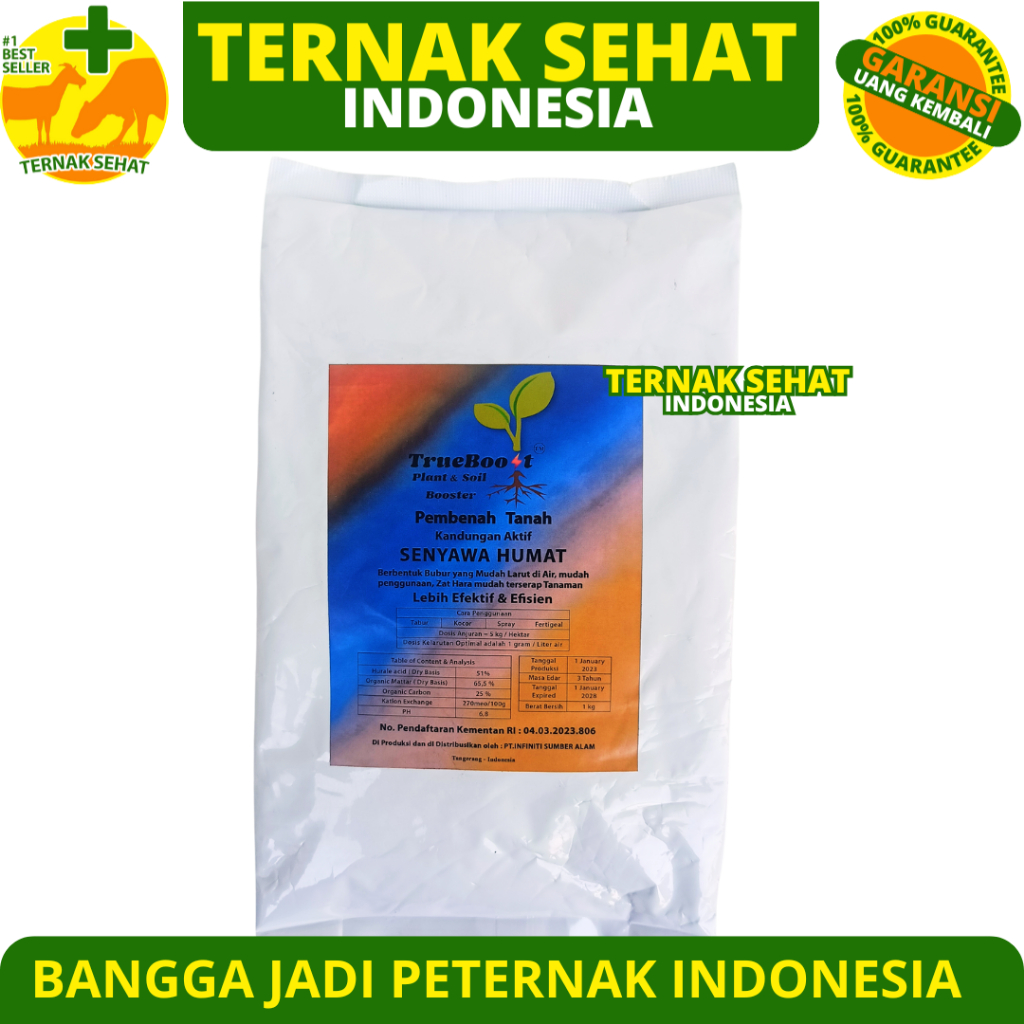 TRUEBOOST 1 KG - Asam Humat 1 kg - Pembenah Tanah - Humic Acid 90% - Sodium Humate 90%