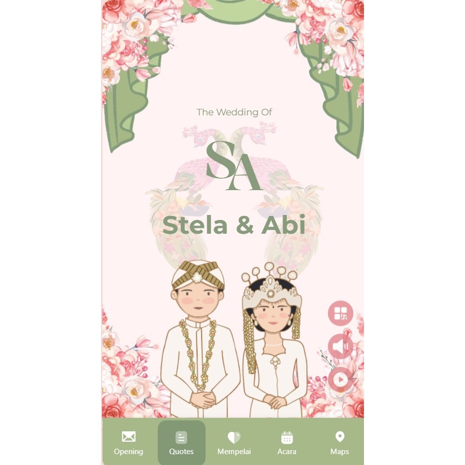 Undangan Digital Website Pernikahan - Tema Green Pink