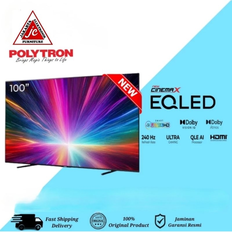 POLYTRON 100INCH EQLED SMART TV 4K UHD DOLBY VISION IQ ULTRA GAMING 240Hz PLD100QV5925