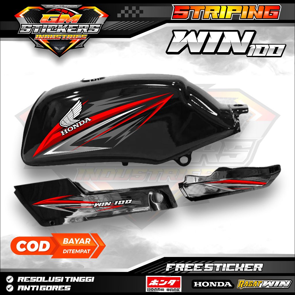 STRIPING STIKER VARIASI HONDA WIN 100 SIMPEL ELEGAN K41