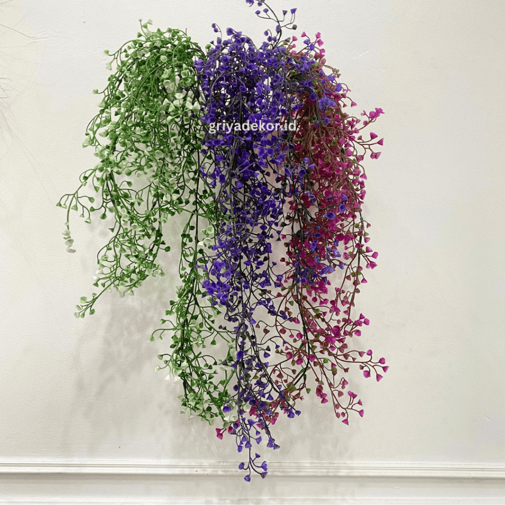 BUNGA GANTUNG DAUN PLASTIK OSEAR ANGGREK ARTIFICIAL TANAMAN GANTUNG PLASTIK BUNGA PLASTIK TANAMAN AR