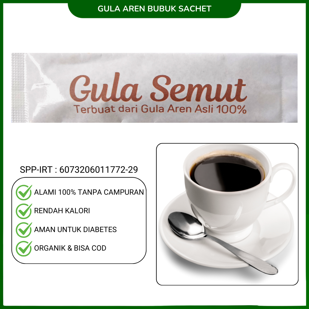 

Gula Aren Semut Asli Sachet Bubuk Brown Sugar 1 Sachet