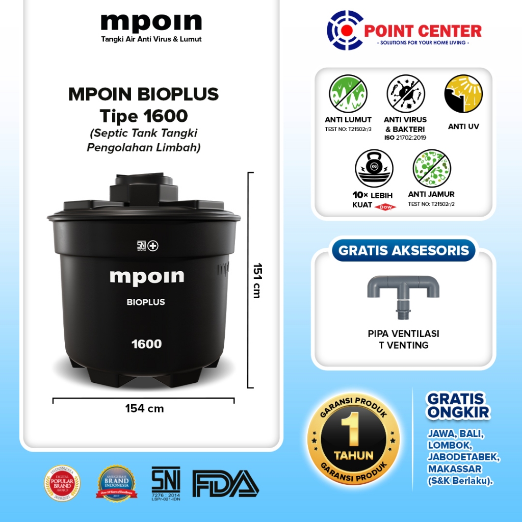 TERLARIS MPOIN BIOPLUS 1600L - TANGKI SEPTIC TANK