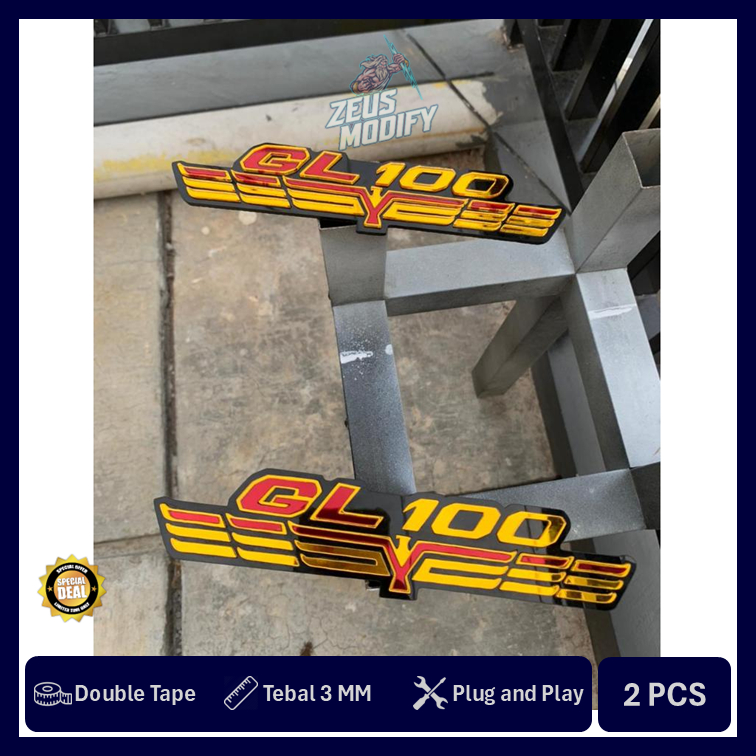 EMBLEM HONDA GL100  GL250 GL125 AKSESORIS MOTOR HONDA GL100 GL125 GL 250 TIMBUL AKRILIK 2PCS