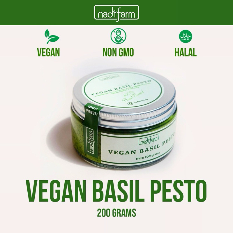 

100% VEGAN BASIL PESTO - SAUS PESTO ITALIA OTENTIK PLANT BASED TANPA PENGAWET UNTUK PASTA ROTI SANDWHICH CHIPS DIPS