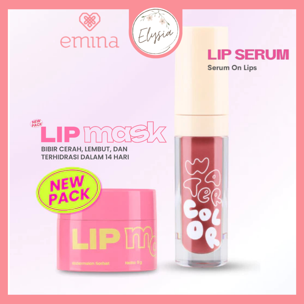 Emina Lip Mask Sleepiang Mask & Watercolor Lip Serum Lip Mask Lip Serum Perawatan Bibir BPOM