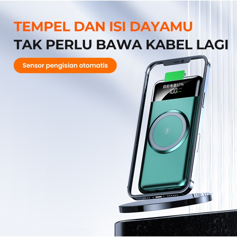 TERBARU SKCBO WIRELESS POWERBANK 20000MAH / BUILT IN CABLE POWER BANK