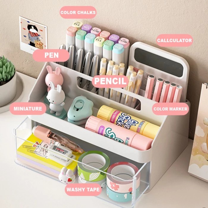 Tempat Pensil Meja Kerja / Desk Organizer Pen Holder / Rak Alat Tulis Meja Kantor / Rak Kotak Laci A