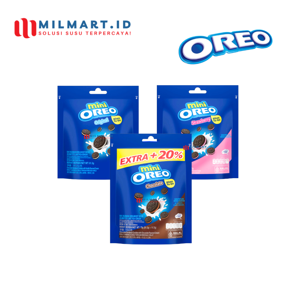 

MINI OREO BISKUIT POUCH 61.3G CREAM SANDWICHI CAMILAN OREO JAJANAN BISCUIT COKLAT