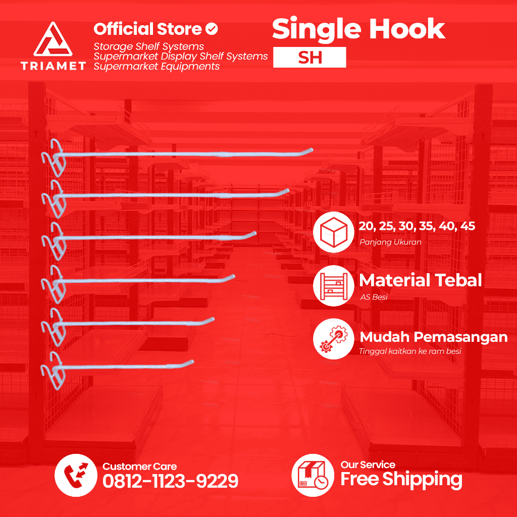 Cantolan Ram Besi - Hanger Ram - Ram Display Besi (Single Hook)